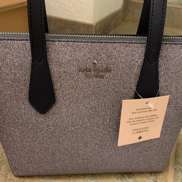 KATE SPADE GLITTER JOELEY SMALL SATCHEL DUSK NAVY - Picture 3 of 8